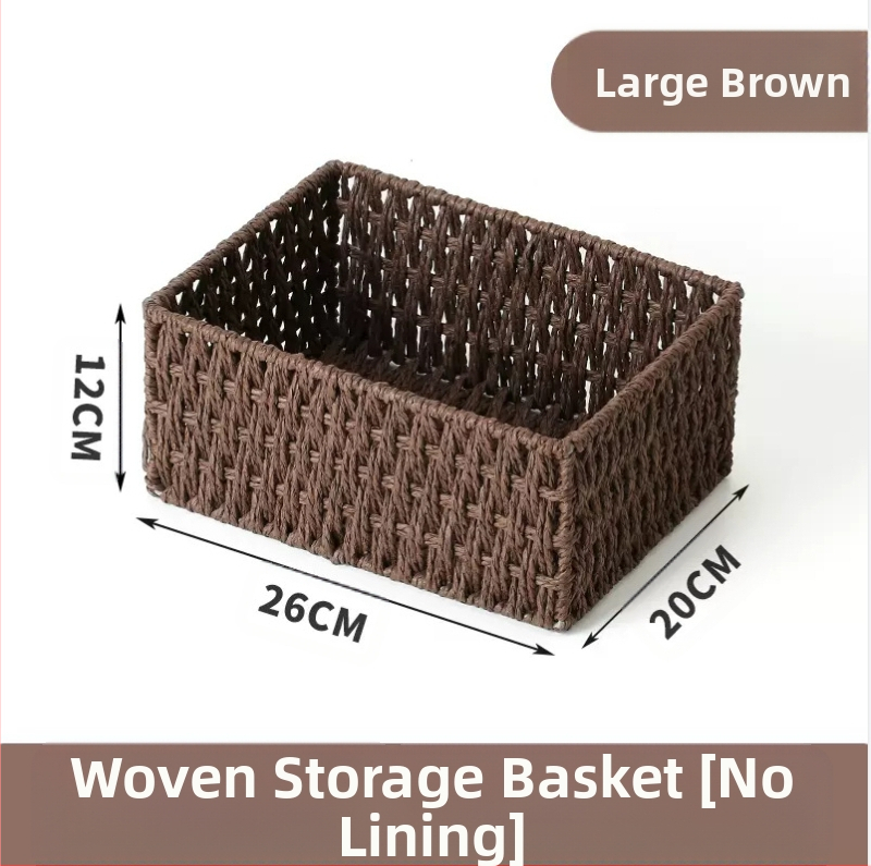 Кошница за съхранение на настолни принадлежности, кутия за съхранение на ключове от ратан, кутия за дистанционно управление, кошница с хартиени въжета и плетена рамка, кошница за съхранение на закуски