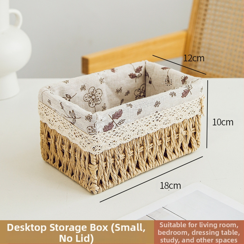 Кошница за съхранение на настолни принадлежности, кутия за съхранение на ключове от ратан, кутия за дистанционно управление, кошница с хартиени въжета и плетена рамка, кошница за съхранение на закуски