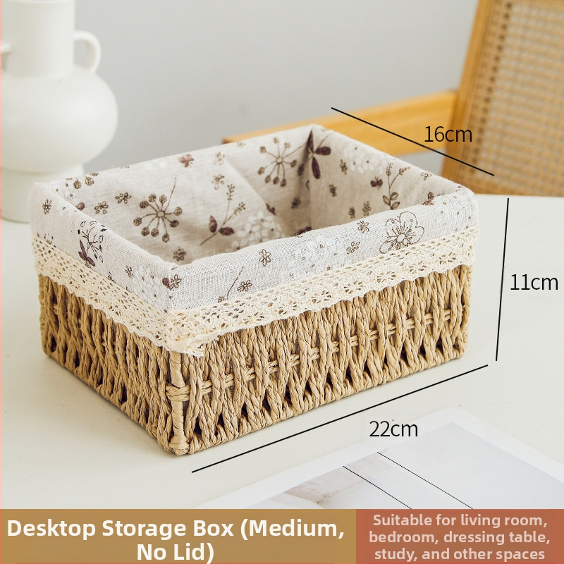 Кошница за съхранение на настолни принадлежности, кутия за съхранение на ключове от ратан, кутия за дистанционно управление, кошница с хартиени въжета и плетена рамка, кошница за съхранение на закуски