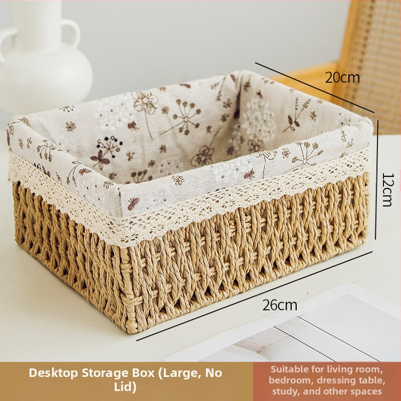Кошница за съхранение на настолни принадлежности, кутия за съхранение на ключове от ратан, кутия за дистанционно управление, кошница с хартиени въжета и плетена рамка, кошница за съхранение на закуски