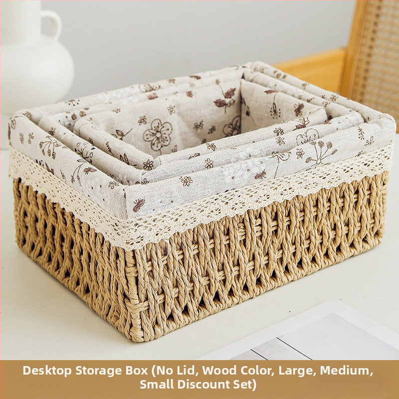 Кошница за съхранение на настолни принадлежности, кутия за съхранение на ключове от ратан, кутия за дистанционно управление, кошница с хартиени въжета и плетена рамка, кошница за съхранение на закуски