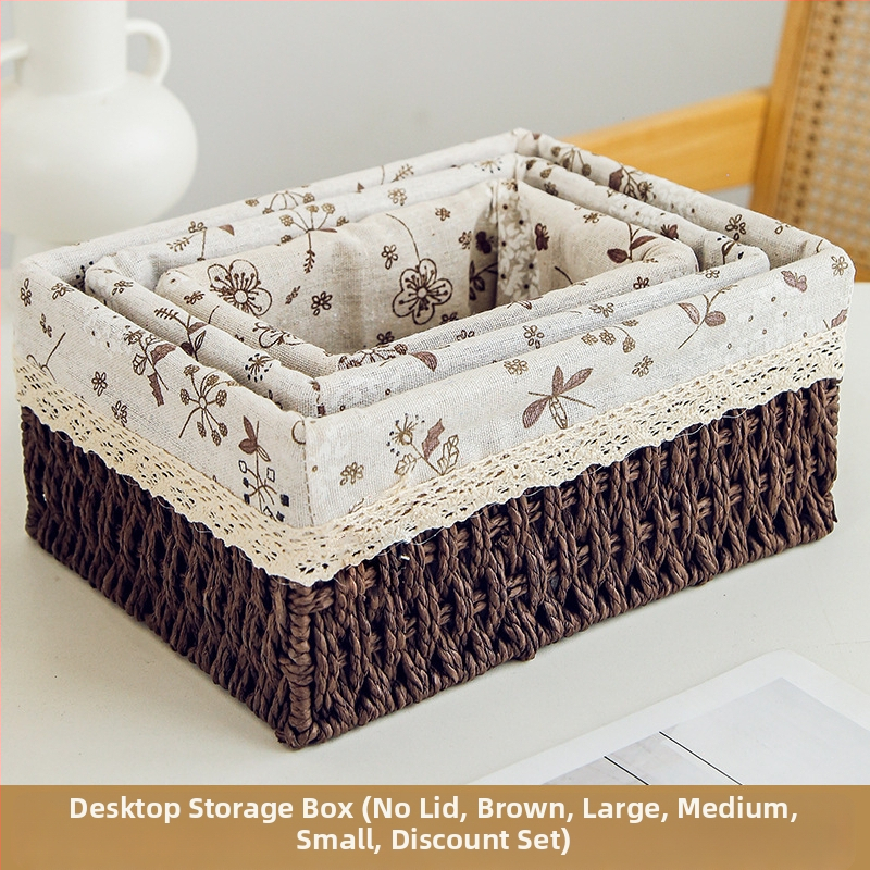 Кошница за съхранение на настолни принадлежности, кутия за съхранение на ключове от ратан, кутия за дистанционно управление, кошница с хартиени въжета и плетена рамка, кошница за съхранение на закуски