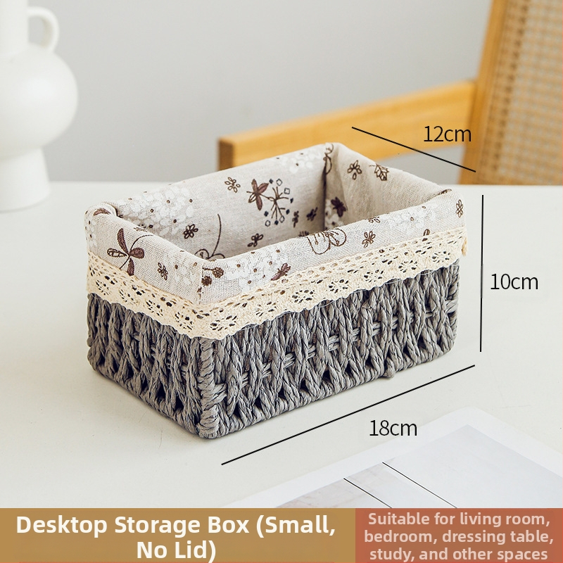 Кошница за съхранение на настолни принадлежности, кутия за съхранение на ключове от ратан, кутия за дистанционно управление, кошница с хартиени въжета и плетена рамка, кошница за съхранение на закуски