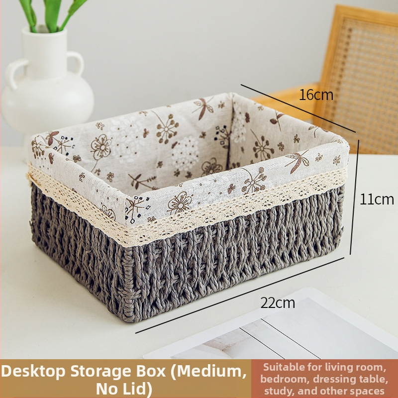 Кошница за съхранение на настолни принадлежности, кутия за съхранение на ключове от ратан, кутия за дистанционно управление, кошница с хартиени въжета и плетена рамка, кошница за съхранение на закуски