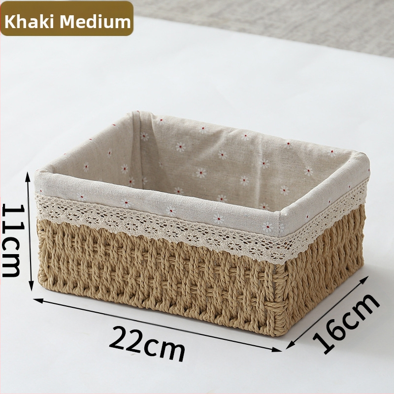 Кошница за съхранение на настолни принадлежности, кутия за съхранение на ключове от ратан, кутия за дистанционно управление, кошница с хартиени въжета и плетена рамка, кошница за съхранение на закуски