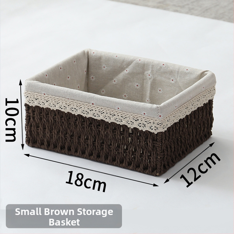 Кошница за съхранение на настолни принадлежности, кутия за съхранение на ключове от ратан, кутия за дистанционно управление, кошница с хартиени въжета и плетена рамка, кошница за съхранение на закуски