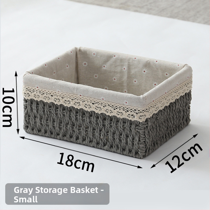 Кошница за съхранение на настолни принадлежности, кутия за съхранение на ключове от ратан, кутия за дистанционно управление, кошница с хартиени въжета и плетена рамка, кошница за съхранение на закуски