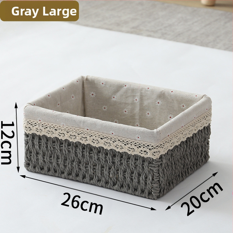 Кошница за съхранение на настолни принадлежности, кутия за съхранение на ключове от ратан, кутия за дистанционно управление, кошница с хартиени въжета и плетена рамка, кошница за съхранение на закуски