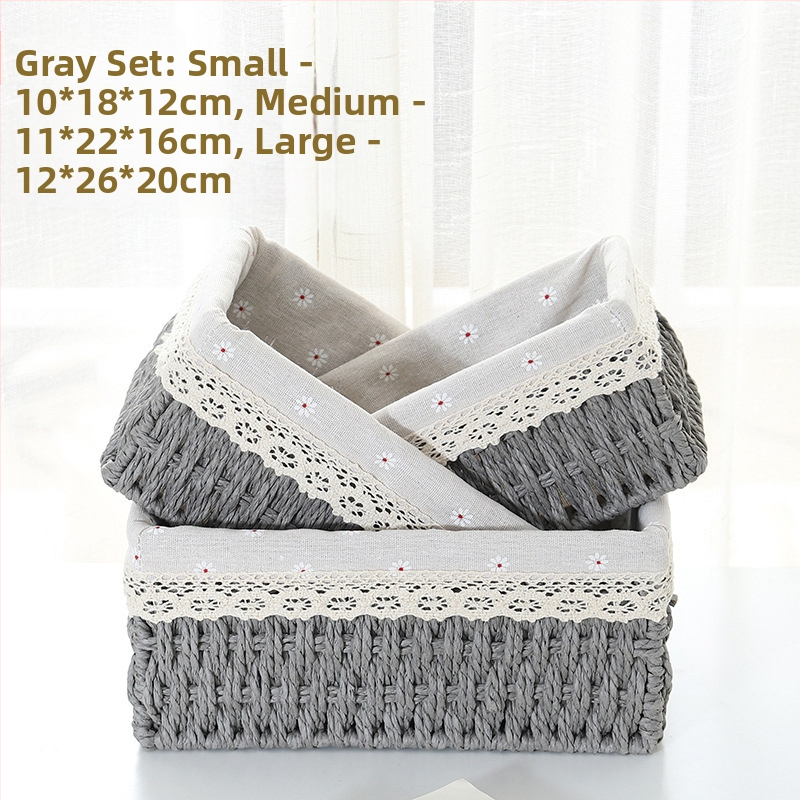 Кошница за съхранение на настолни принадлежности, кутия за съхранение на ключове от ратан, кутия за дистанционно управление, кошница с хартиени въжета и плетена рамка, кошница за съхранение на закуски