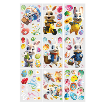 2025. aasta uus lihavõttejänese munatibu 3D-stereo elektrostaatiline kleebis lihavõtteakna klaasist dekoratiivkleebis