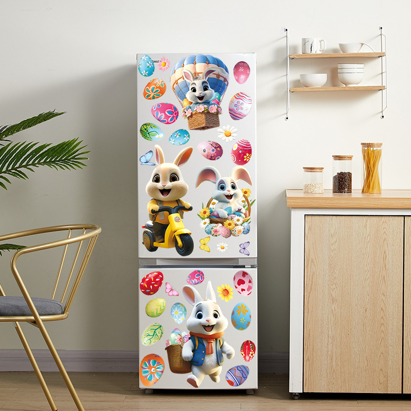 2025. aasta uus lihavõttejänese munatibu 3D-stereo elektrostaatiline kleebis lihavõtteakna klaasist dekoratiivkleebis