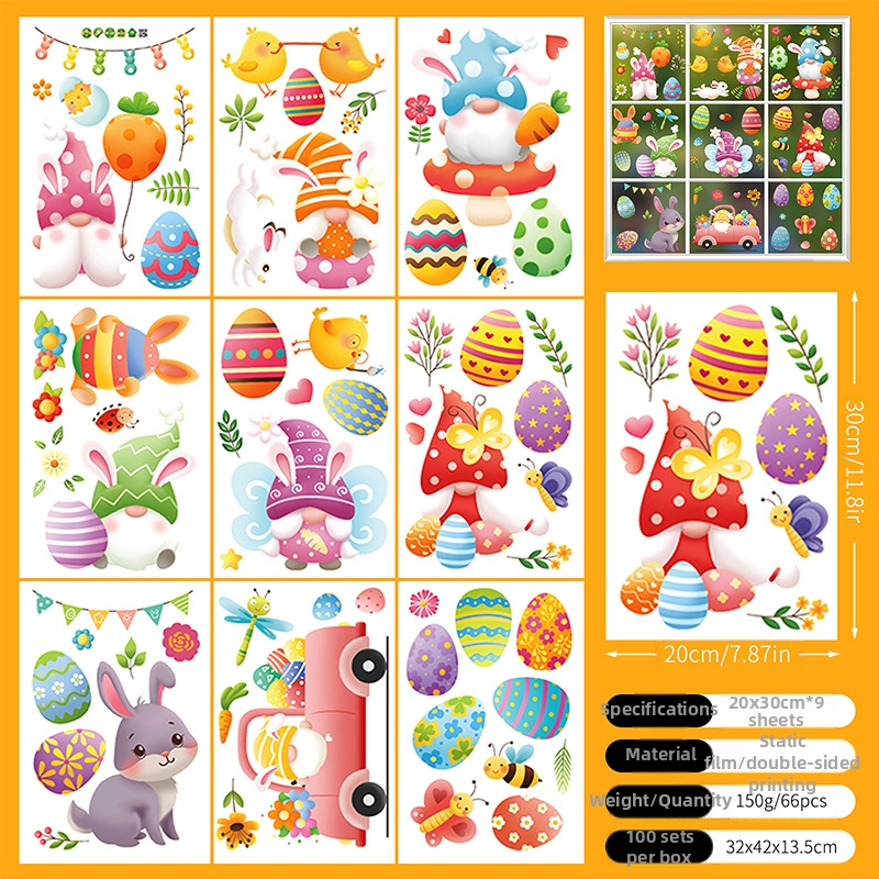 2025. aasta uus lihavõttejänese munatibu 3D-stereo elektrostaatiline kleebis lihavõtteakna klaasist dekoratiivkleebis