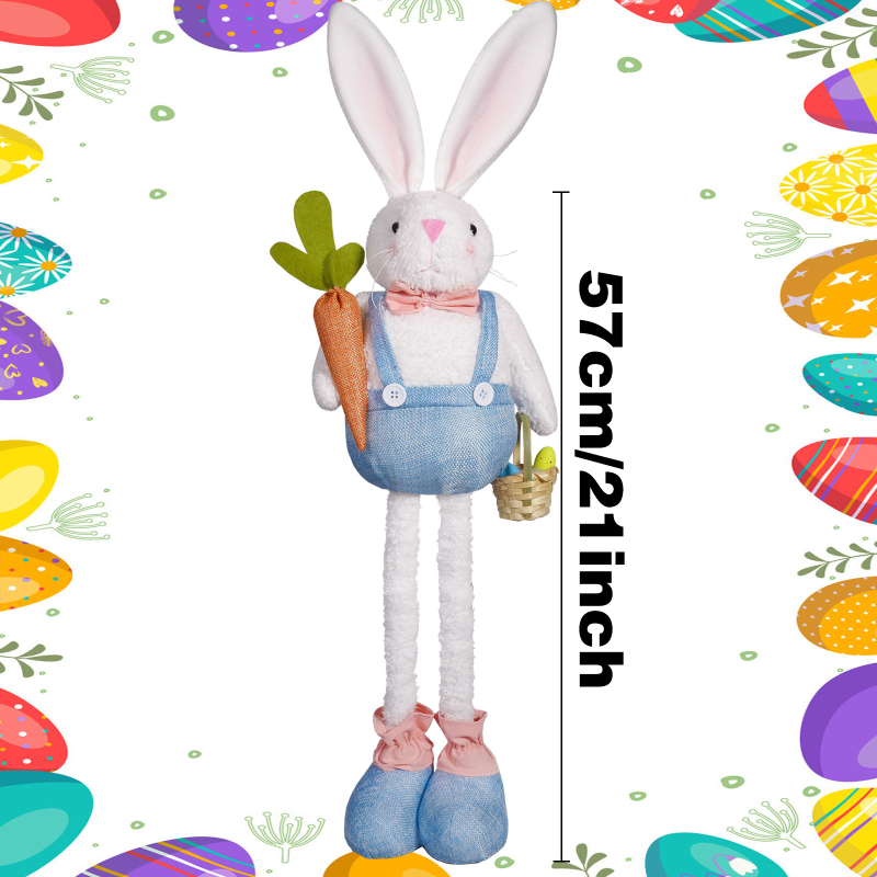 Naujas tarpvalstybinis Velykų zuikučio ištraukiamų kojų lėlės morkų krepšelio mielas pliušinis lėlės papuošalas