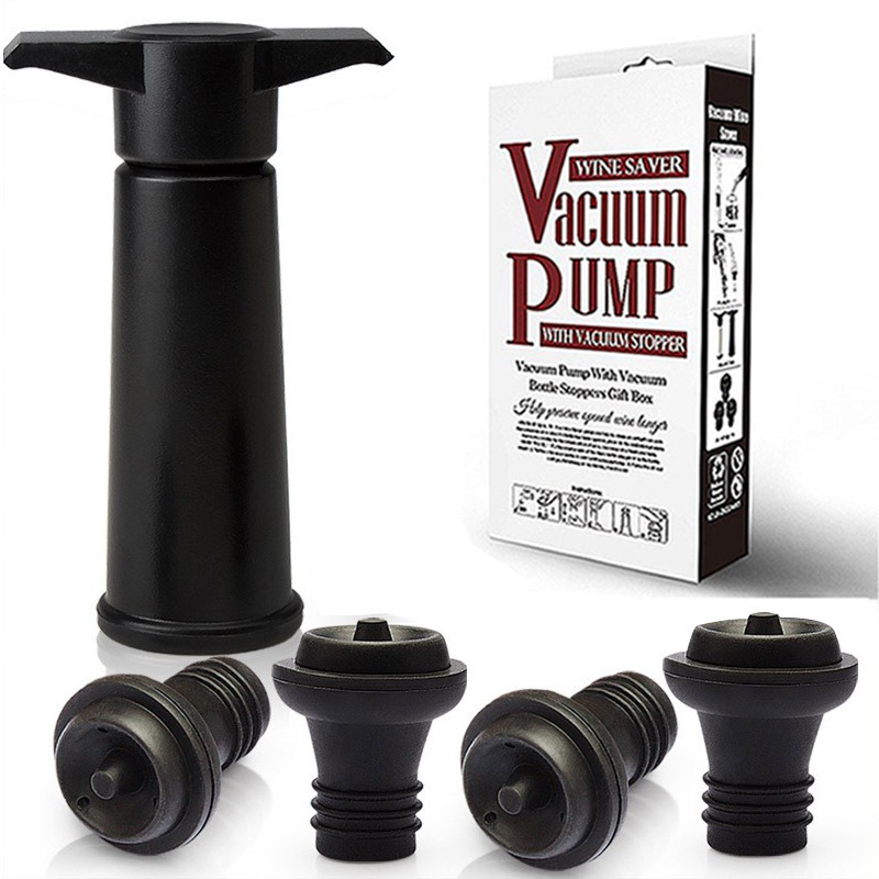 Tarpvalstybinis vyno vakuuminis vyno kamštis iš nerūdijančio plieno oro pompos, vieno siurblio ir dviejų kištukų vakuuminio konservavimo kamštis, silikoninis vyno kamštis