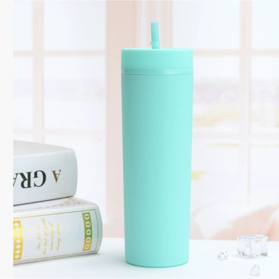 Ääriseülene 16oz kahekihiline plasttops, filterkõrs, kukkumiskindel kõrge veetasemega tops, suure mahutavusega sirge toruga külma joogi tops