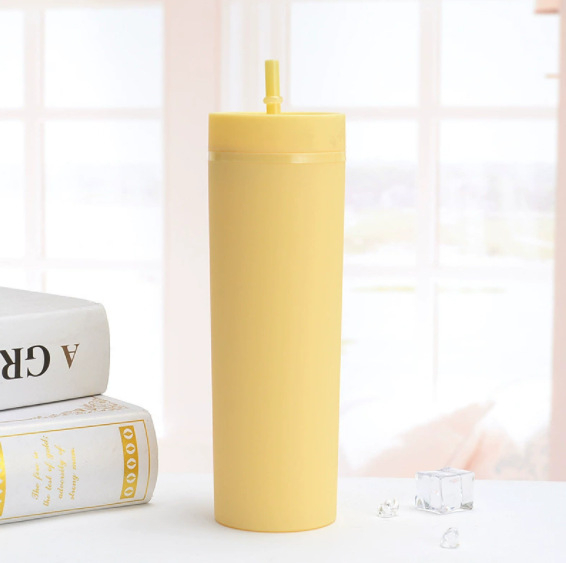 Ääriseülene 16oz kahekihiline plasttops, filterkõrs, kukkumiskindel kõrge veetasemega tops, suure mahutavusega sirge toruga külma joogi tops