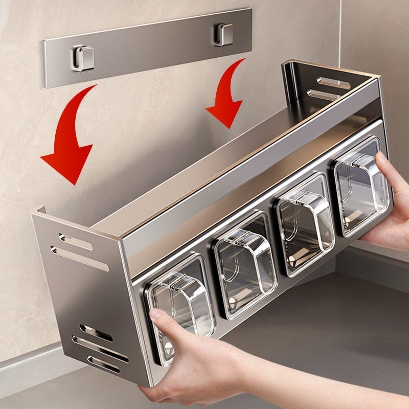 Кухненска поставка за подправки, неперфорирана, за стенен монтаж, домакинска многофункционална кутия за подправки, буркан, комбиниран костюм за съхранение