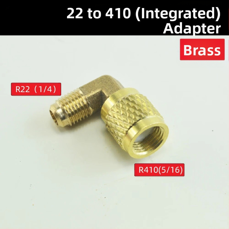 Предпазен клапан за пълнене с флуор за климатик, метричен инчов адаптер, клапан за пълнене с хладилен агент, месингов коляно за хладилен агент R410 R22