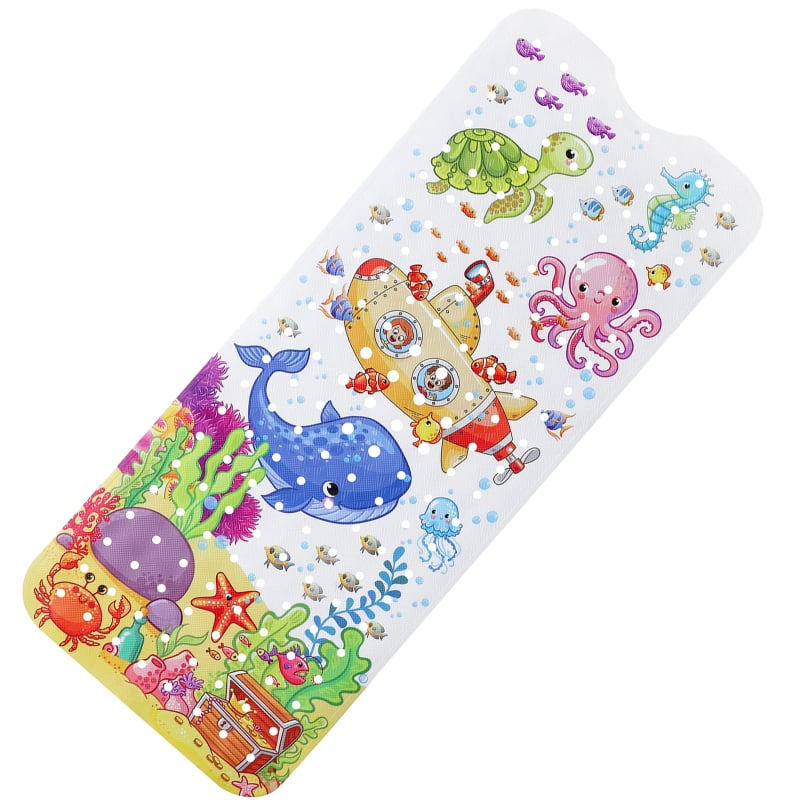 Amazon populārākais 100x40 pagarinātais vannas paklājiņš, videi draudzīgs PVC vannas istabas neslīdošs paklājiņš, bērnu multfilmu dušas paklājiņš