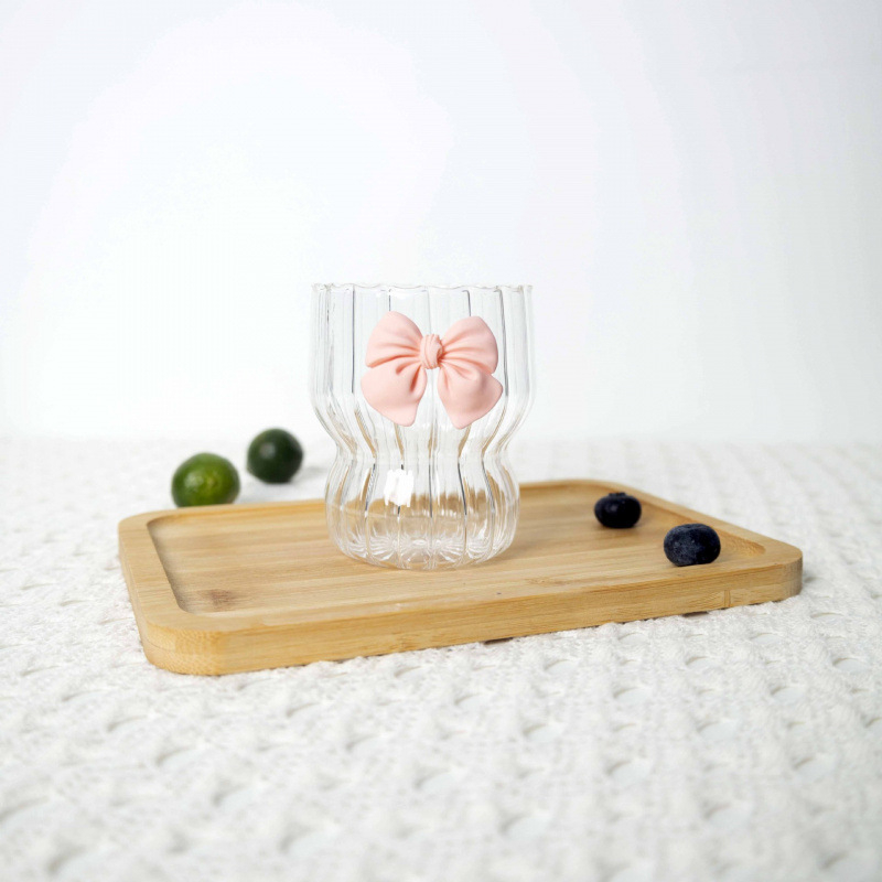 Ins Magas Színű Háztartási Lány Gyümölcstea Citromos Vizespohár Íj Üvegpohár Hercegnő Szél Garglekefe Pohár