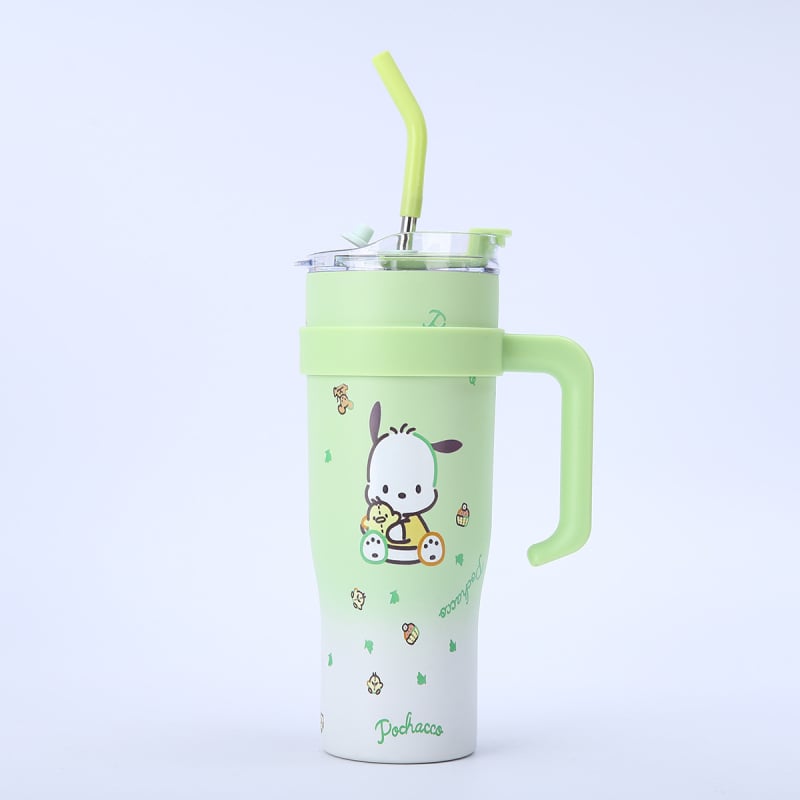 Gyermek Sanrio kreatív rajzfilm nagy kapacitású kültéri hordozható autóba szerelhető szigetelt meleg és hideg fogantyús pohár hordozható