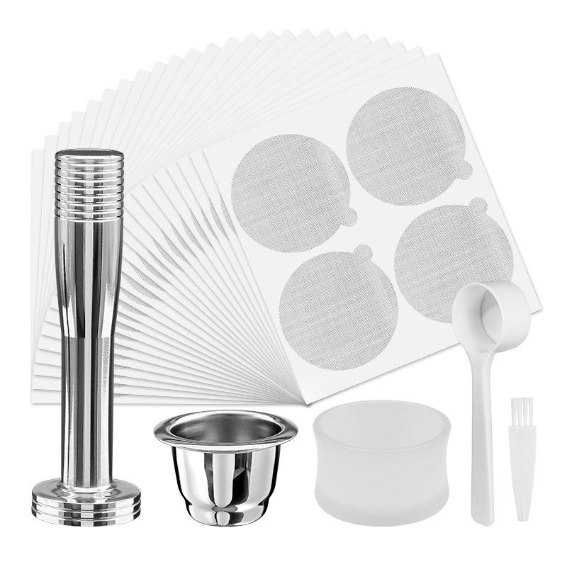 Suderinamas su tarpvalstybiniu „Xiaomi Nespresso“ nerūdijančio plieno kavos kapsulės puodeliu su daugkartinio naudojimo aliuminio folijos dangteliu