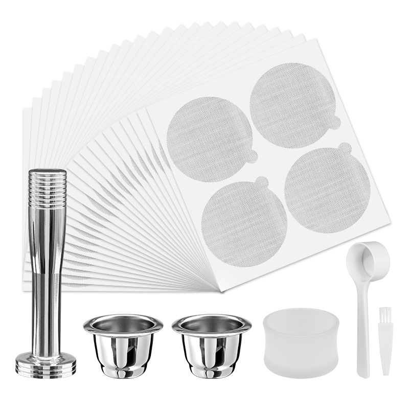Suderinamas su tarpvalstybiniu „Xiaomi Nespresso“ nerūdijančio plieno kavos kapsulės puodeliu su daugkartinio naudojimo aliuminio folijos dangteliu
