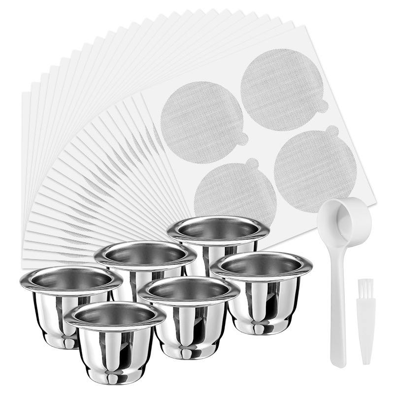 Suderinamas su tarpvalstybiniu „Xiaomi Nespresso“ nerūdijančio plieno kavos kapsulės puodeliu su daugkartinio naudojimo aliuminio folijos dangteliu