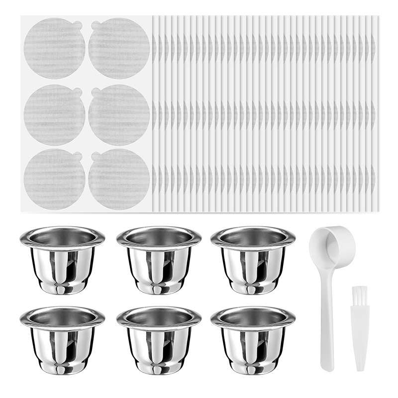 Suderinamas su tarpvalstybiniu „Xiaomi Nespresso“ nerūdijančio plieno kavos kapsulės puodeliu su daugkartinio naudojimo aliuminio folijos dangteliu