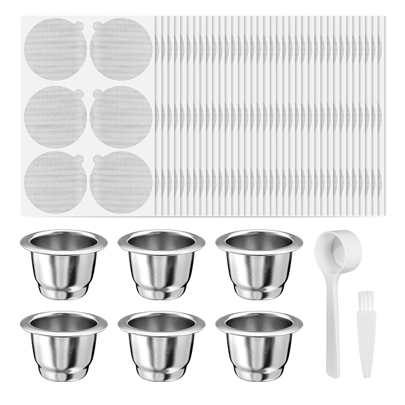 Piiriüleselt ühilduv Xiaomi Nespresso roostevabast terasest kohvikapslitass alumiiniumfooliumkaanega korduvkasutatava kestaga