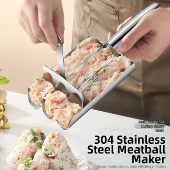 „Factory Creative 304“ nerūdijančio plieno žuvų kamuoliukų virimo aparatas karštam puodui „Sanlian“ virtuvės krevečių slydimo formos mėsos kukulių šaukštas