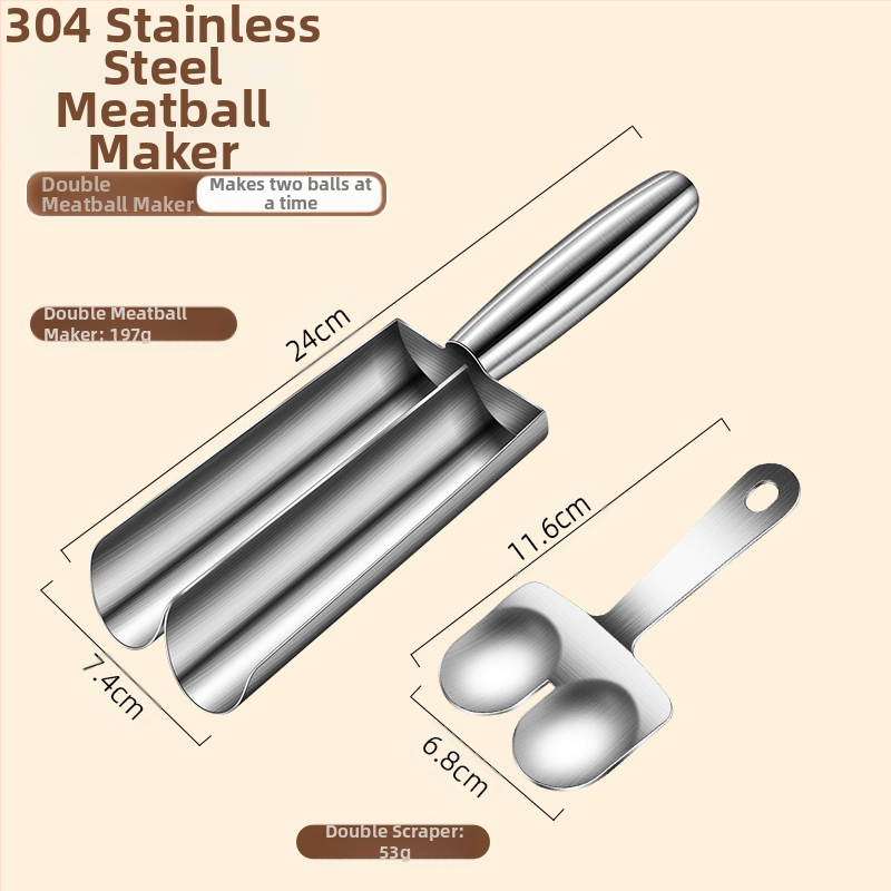 „Factory Creative 304“ nerūdijančio plieno žuvų kamuoliukų virimo aparatas karštam puodui „Sanlian“ virtuvės krevečių slydimo formos mėsos kukulių šaukštas