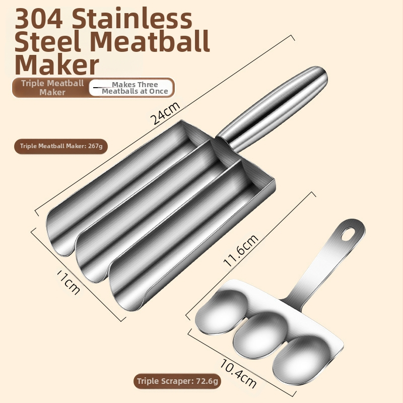 „Factory Creative 304“ nerūdijančio plieno žuvų kamuoliukų virimo aparatas karštam puodui „Sanlian“ virtuvės krevečių slydimo formos mėsos kukulių šaukštas