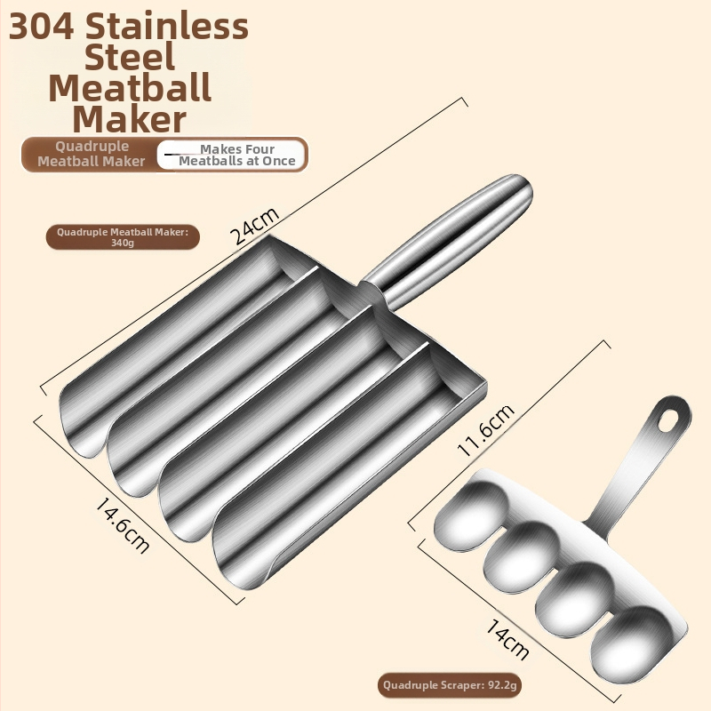 „Factory Creative 304“ nerūdijančio plieno žuvų kamuoliukų virimo aparatas karštam puodui „Sanlian“ virtuvės krevečių slydimo formos mėsos kukulių šaukštas