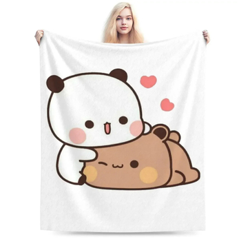 Pārrobežu Amazones jauka lāča flaneļa sega Karikatūras animācija Digitālā druka Gaisa kondicionēšanas sega Pusdienu pārtraukuma sega