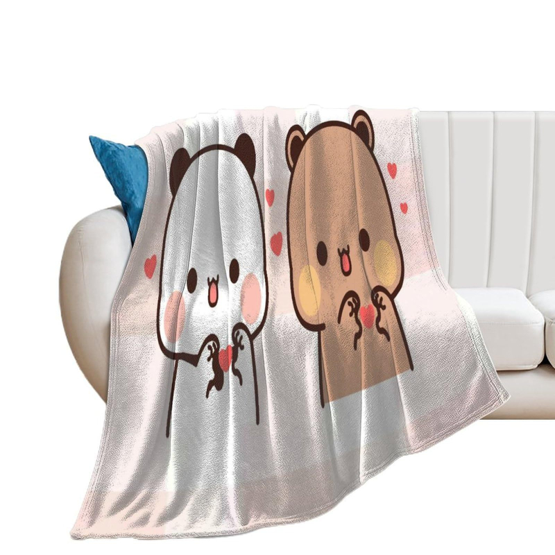 Pārrobežu Amazones jauka lāča flaneļa sega Karikatūras animācija Digitālā druka Gaisa kondicionēšanas sega Pusdienu pārtraukuma sega