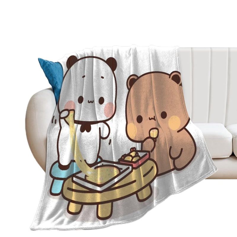 Pārrobežu Amazones jauka lāča flaneļa sega Karikatūras animācija Digitālā druka Gaisa kondicionēšanas sega Pusdienu pārtraukuma sega