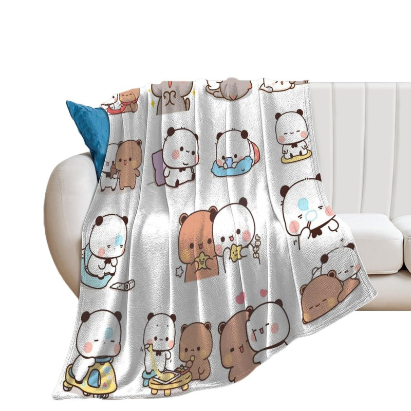 Pārrobežu Amazones jauka lāča flaneļa sega Karikatūras animācija Digitālā druka Gaisa kondicionēšanas sega Pusdienu pārtraukuma sega