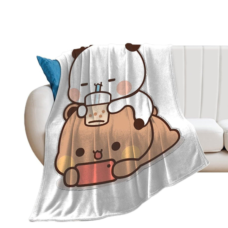 Pārrobežu Amazones jauka lāča flaneļa sega Karikatūras animācija Digitālā druka Gaisa kondicionēšanas sega Pusdienu pārtraukuma sega