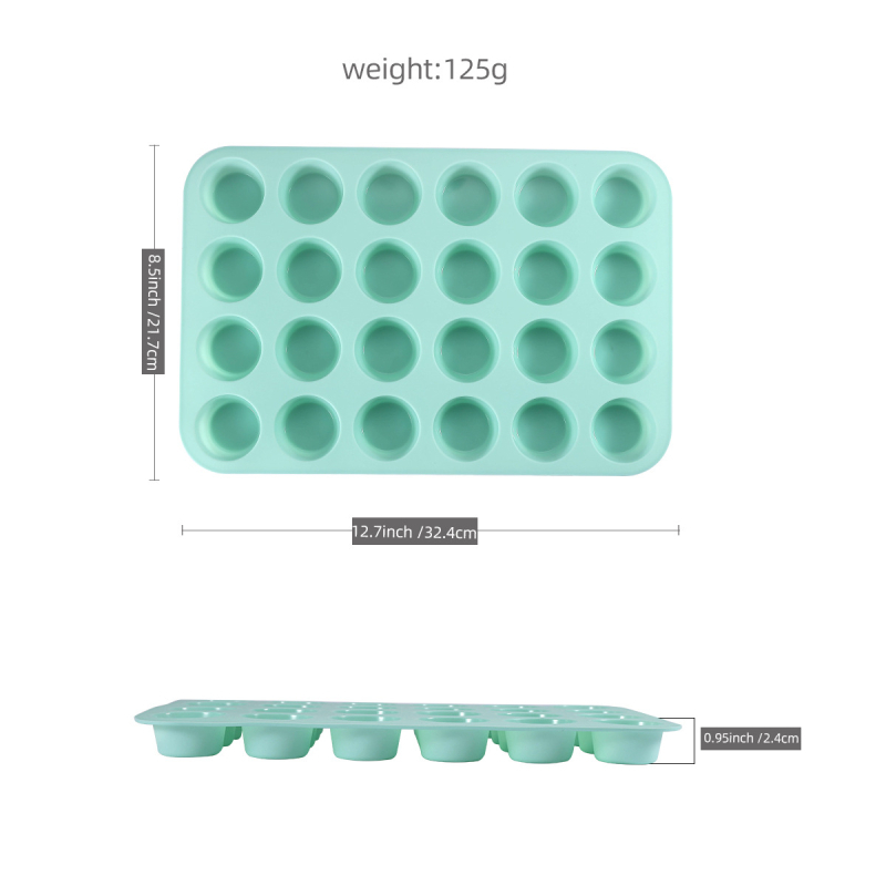 Xuanyi Silicone Factory Škandinávska zelená silikónová forma na vafle s 24 pripojenými obdĺžnikovými formami na tortu, pripravená na doručenie
