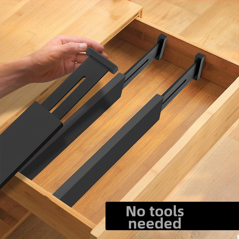 Дървена преграда за чекмеджета, регулируема кухненска довършителна преграда, разделител за чекмеджета от бамбук, телескопична преграда на едро