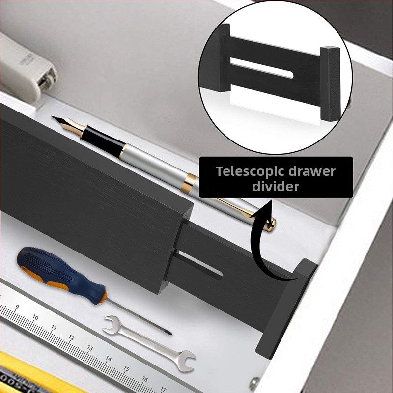 Дървена преграда за чекмеджета, регулируема кухненска довършителна преграда, разделител за чекмеджета от бамбук, телескопична преграда на едро