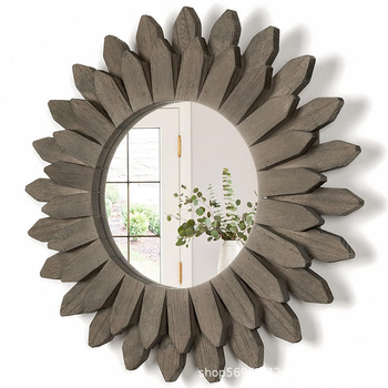 Fa fali dekorációs tükör kreatív kerek tükör fotózási kellékek mosdó mosdóállvány sminktükör otthoni fürdőszoba