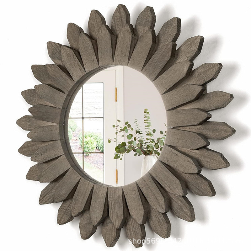 Fa fali dekorációs tükör kreatív kerek tükör fotózási kellékek mosdó mosdóállvány sminktükör otthoni fürdőszoba