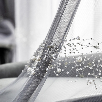 YUANJL itališko stiliaus šviesus prabangus modernus karoliukų siuvinėjimas gražus langas svetainė miegamasis pilka marlės užuolaida