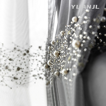 YUANJL itališko stiliaus šviesus prabangus modernus karoliukų siuvinėjimas gražus langas svetainė miegamasis pilka marlės užuolaida