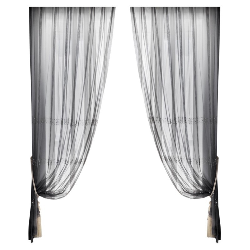 YUANJL itališko stiliaus šviesus prabangus modernus karoliukų siuvinėjimas gražus langas svetainė miegamasis pilka marlės užuolaida