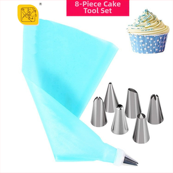 Lao tühjendamise dekoreerimisotsikute komplekt, 8-osaline roostevabast terasest tööriistakomplekt, 6-suuline TPU EVA dekoreerimiskott, valikuline