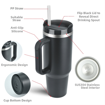 SX piiriülene 40oz suure mahutavusega käepidemega autokruus, 304 roostevabast terasest kõrrega jääkruus, kaasaskantav autotermoskruus