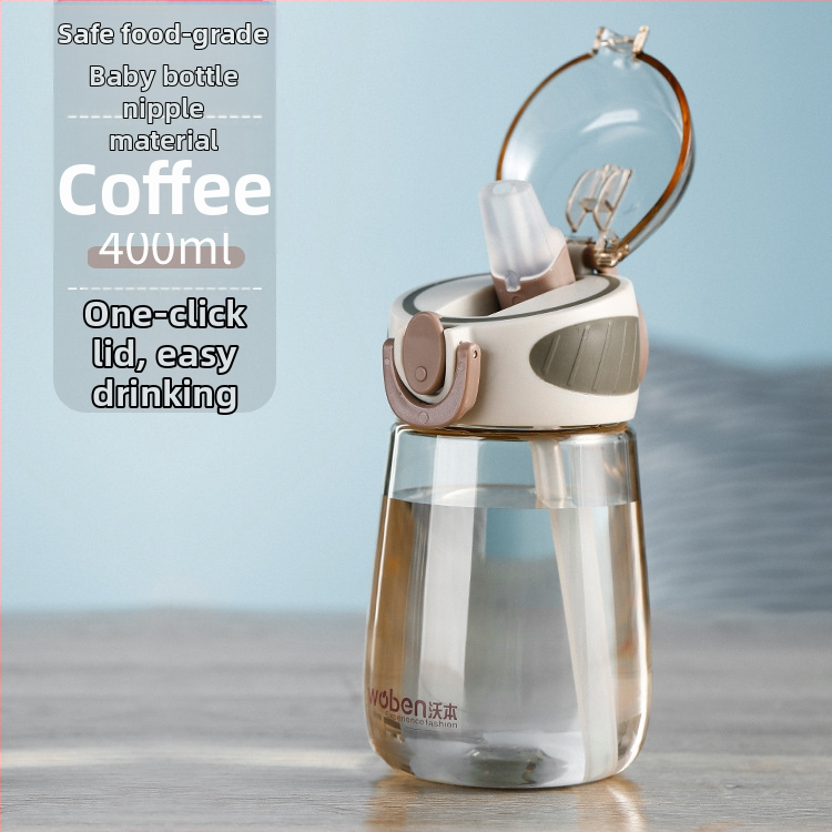 Nägus suvine õlgtass naisüliõpilastele, armas veekeetja, kaasaskantav Wubeni tass, plasttops, laste veetass